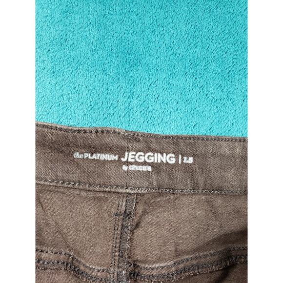 Chicos Jeans 1.5 US Size 10 Womens Brown Stretch Pants Mid Rise Platinum Jegging - Picture 3 of 12